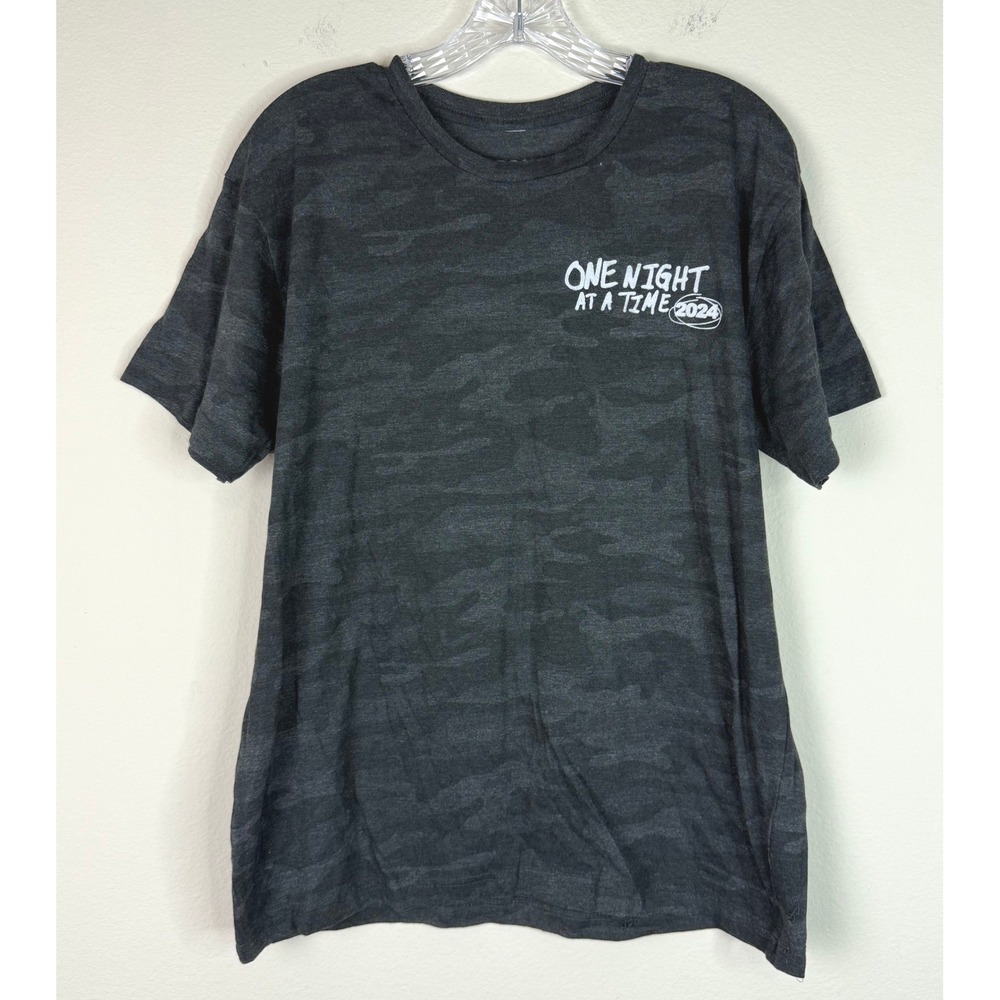 Morgan Wallen T-Shirt Mens L One Night At A Time 2024 Camo American Flag Graphic